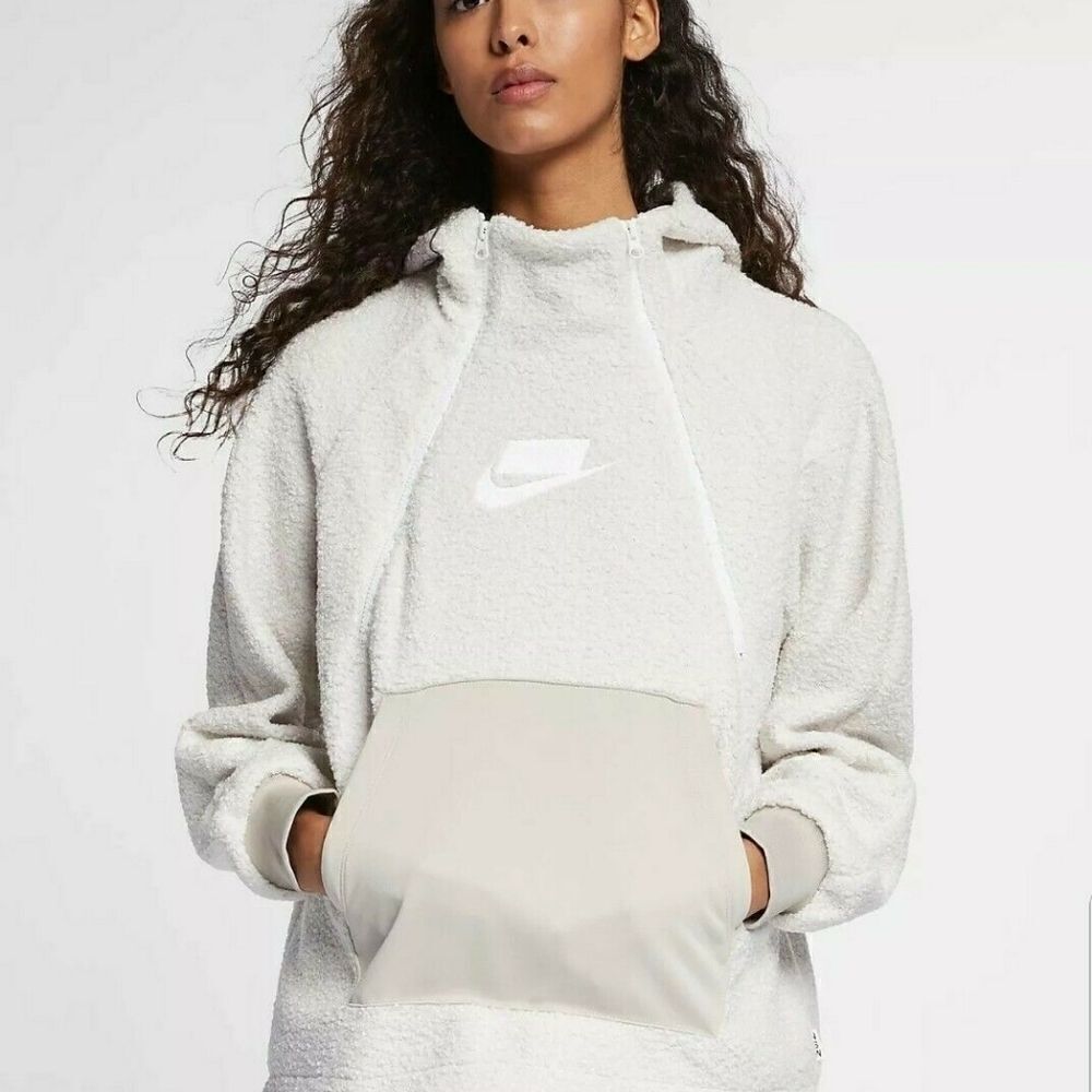 Nike Sherpa double zip Pullover Hoodie Jacket Size XS